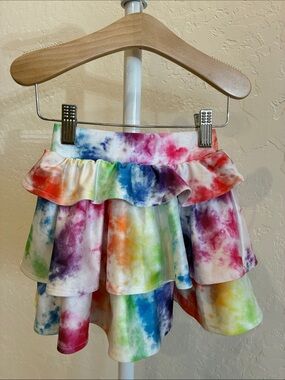 Terez Kids Tie-Dye Ruffle Skirt - Rainbow Colors